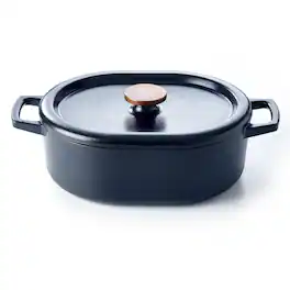 Alva - Nori Enameled Cast Iron Oval Dutch Oven, 6-Qt - Black