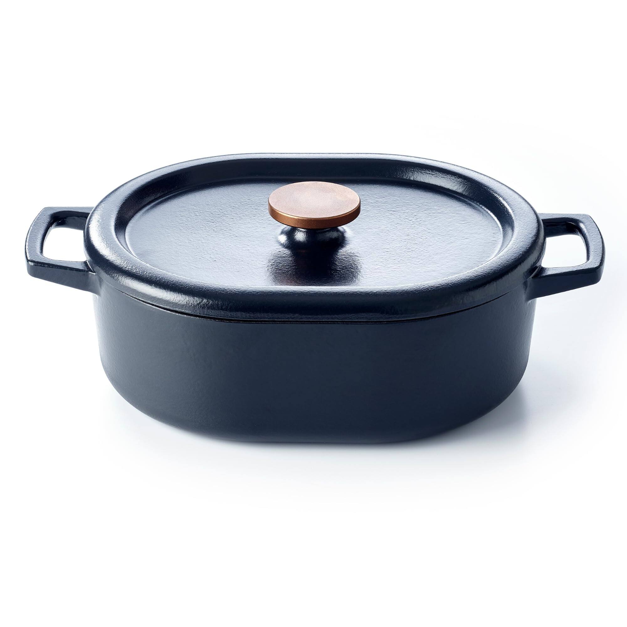 Front. Alva - Alva Nori Enameled Cast Iron Oval Dutch Oven, 6-Qt. - Black.