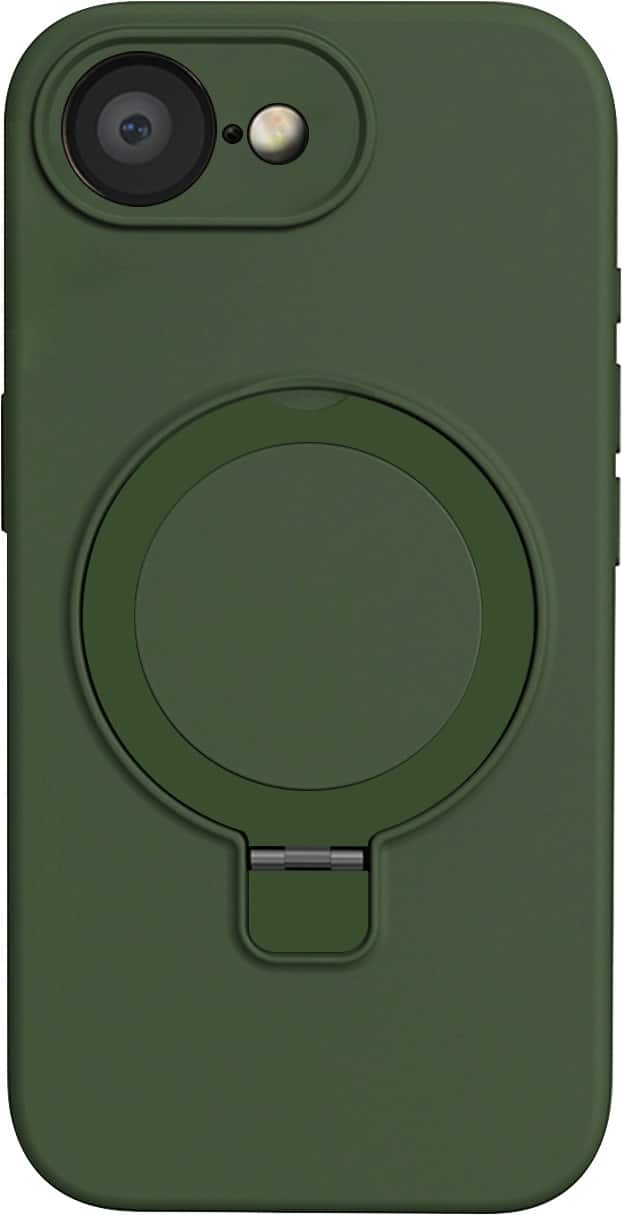 Front. SaharaCase - Venture Series Silicone Kickstand Case for Apple iPhone 16e - Cactus Green.
