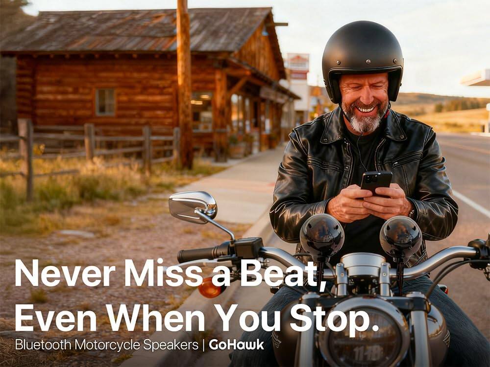 Never Miss a Beat, Even When You Stop.  
Bluetooth Motorcycle Speakers | GoHawk 11B