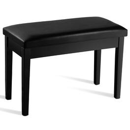 Costway - PU Leather Piano Bench Padded Double Duet Keyboard Seat Storage - Black