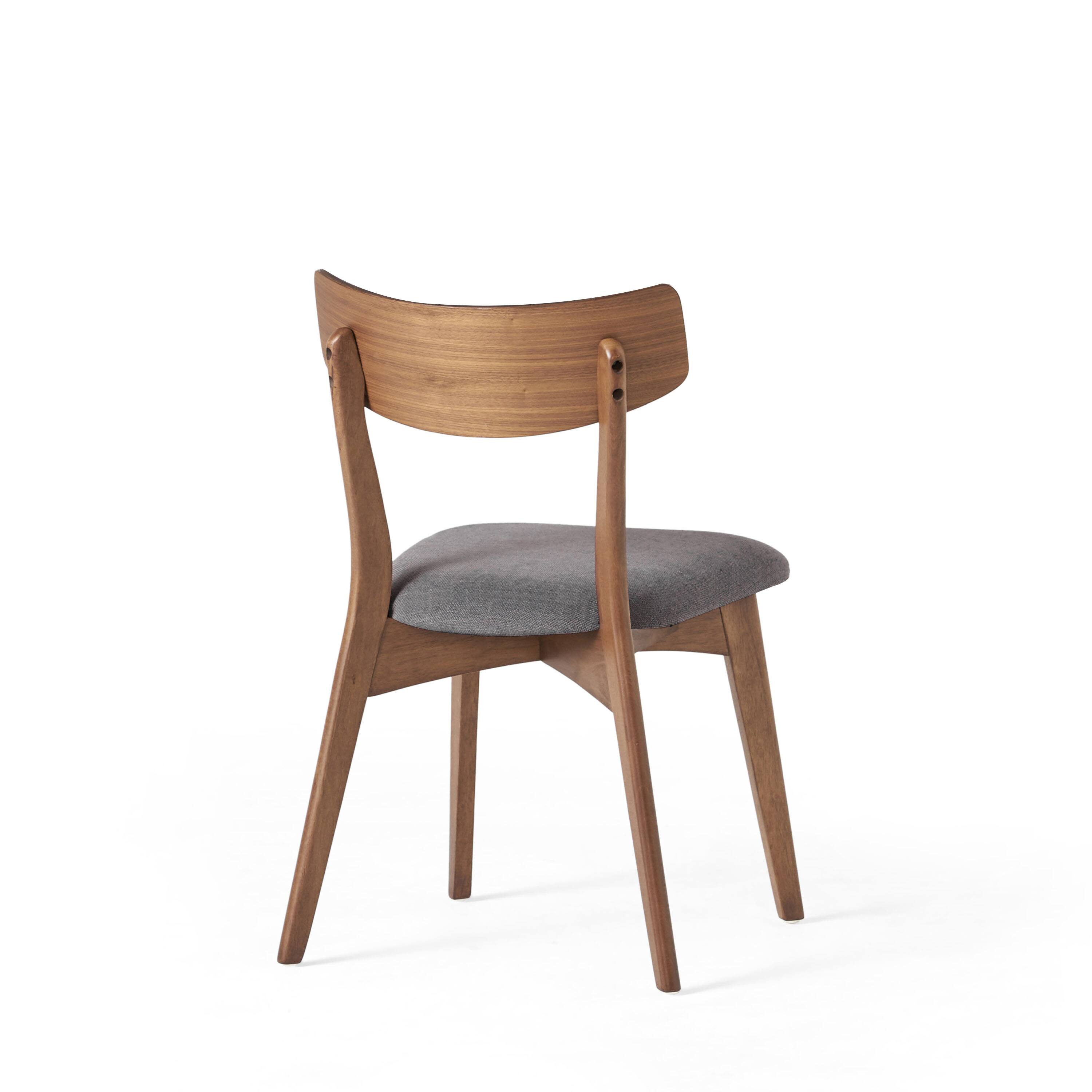 Alt View 4. Lirago - 20 Inch Mid Century Dining Chairs Set of 2 Walnut Finished Frame Upholstery - DARK GREY.