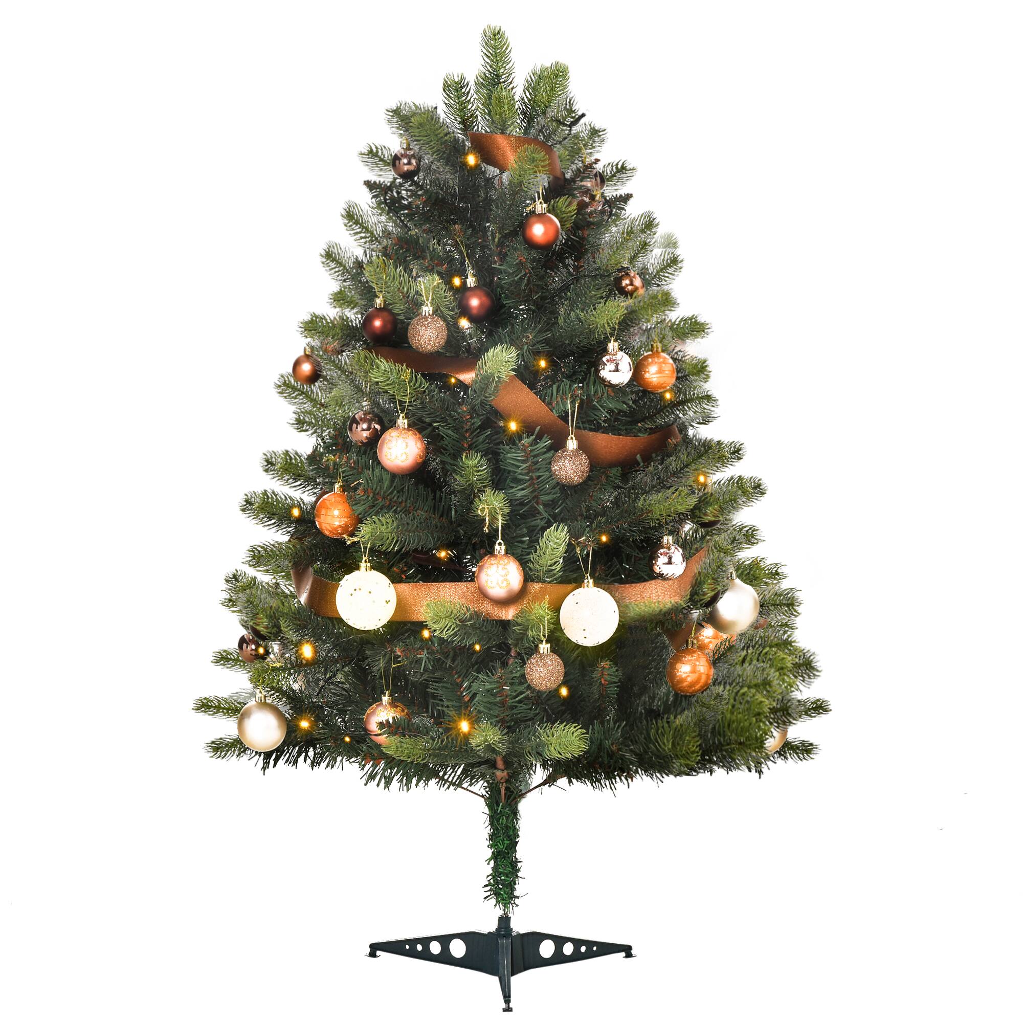 Front. Homcom - 3' Tall Lit Full Fir Artificial Christmas Tree with Realistic Branches, 60 LED and 227 Tips - Green.