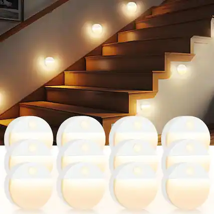 Front. Luckbyte - Motion Sensor LED Stair Light Battery Operated Stick On Night Light for Closet Hallway Indoor - White.