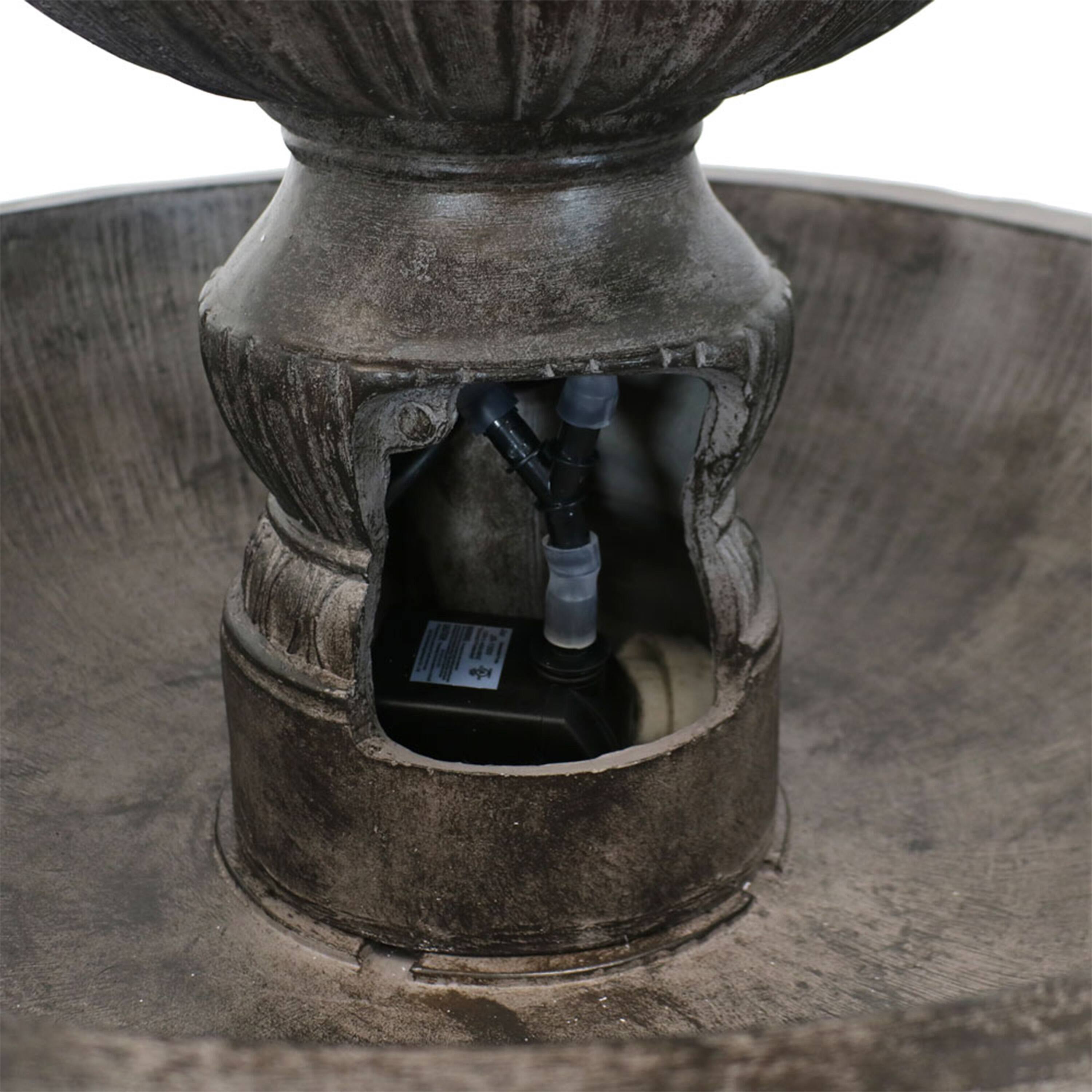 Alt View 7. Sunnydaze - Classic Designer Polystone Outdoor 3-Tier Fountain - Dark Brown.