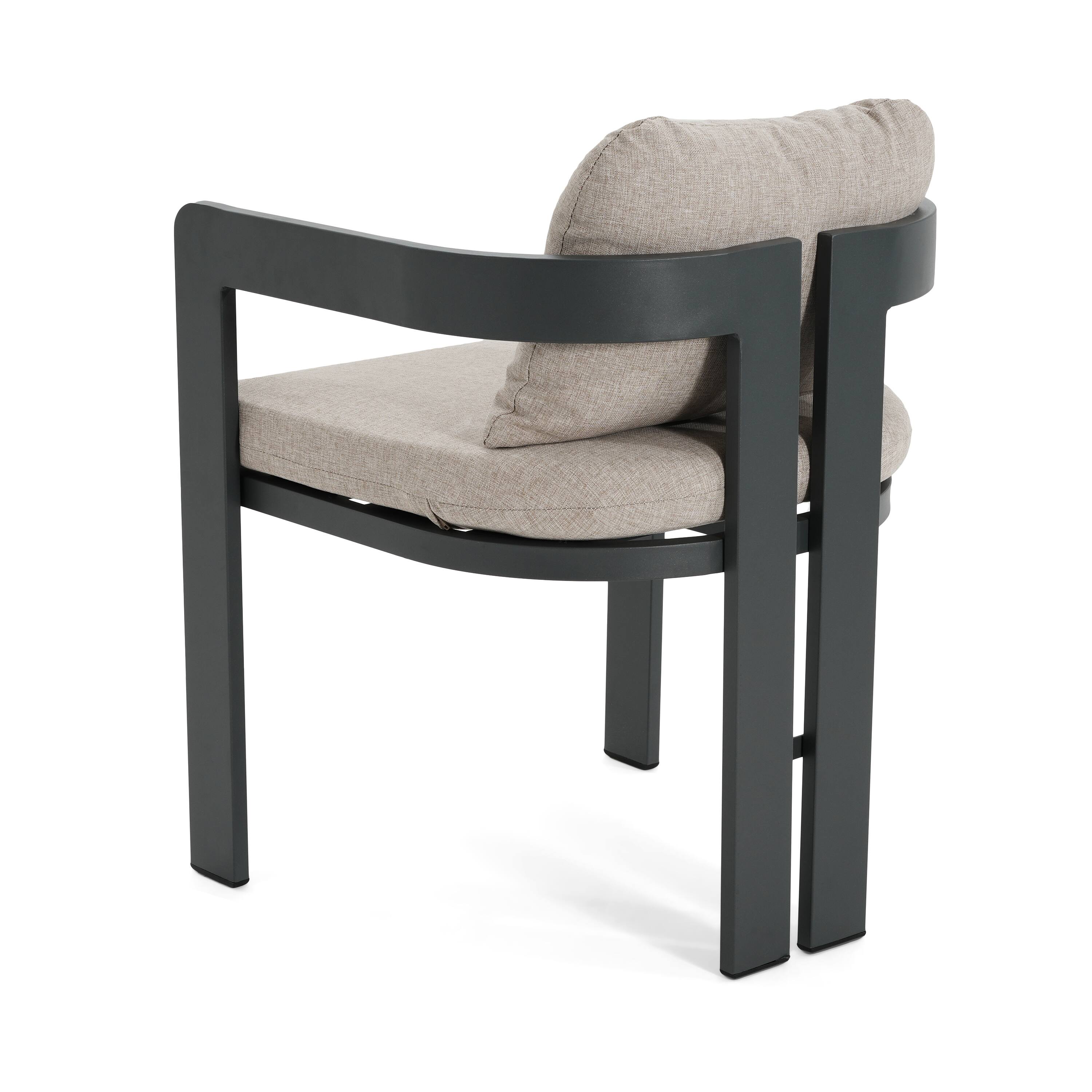 Alt View 7. Mondawe - Set of 2 Patio Outdoor Aluminum Dining chair with Cushion - Beige+Black.