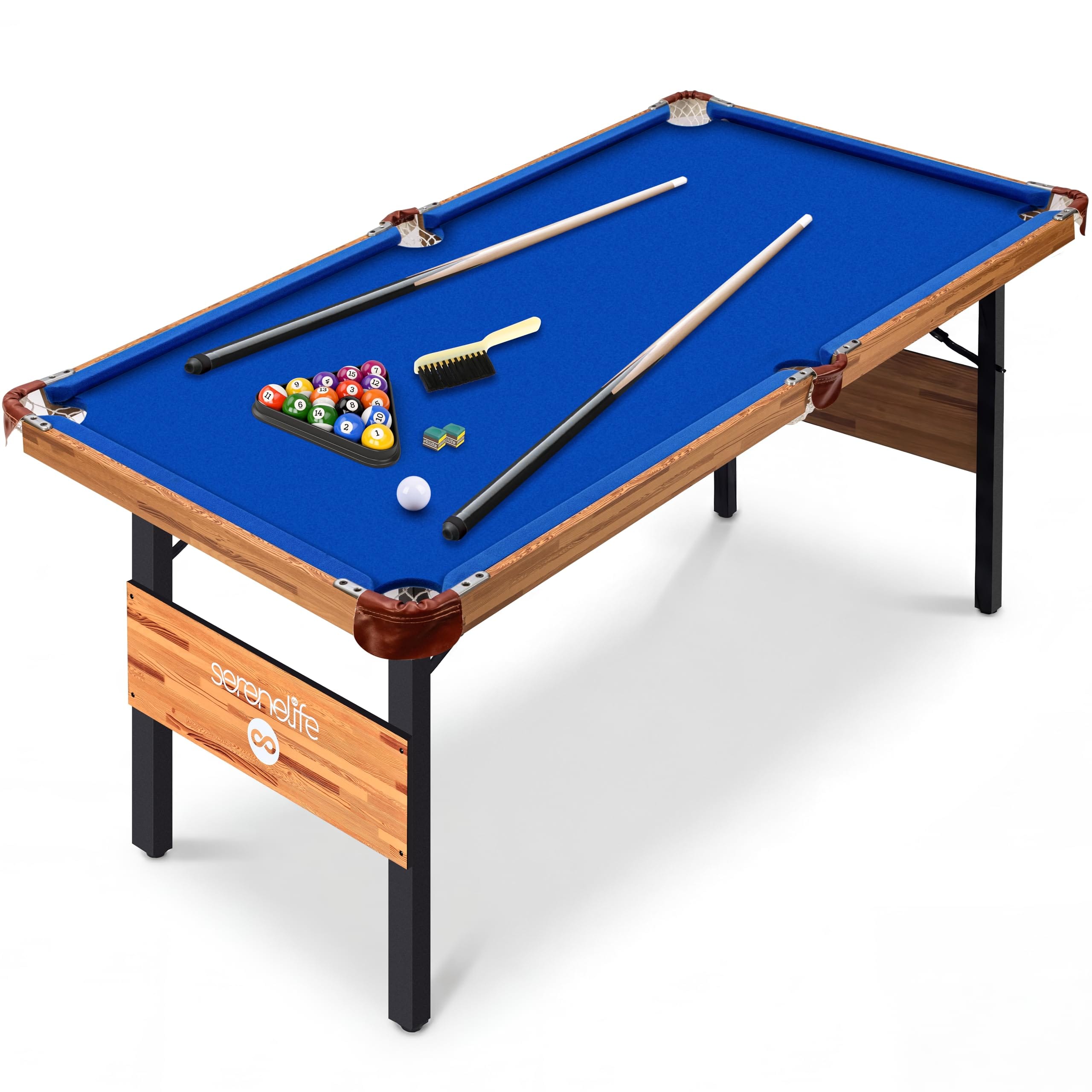 SereneLife - SLPTB56 4.5ft Folding Pool Table, 55in Portable, Billiard Game Table with Sticks, Cue, Balls, Triangle - Blue price history on PriceWatchPro