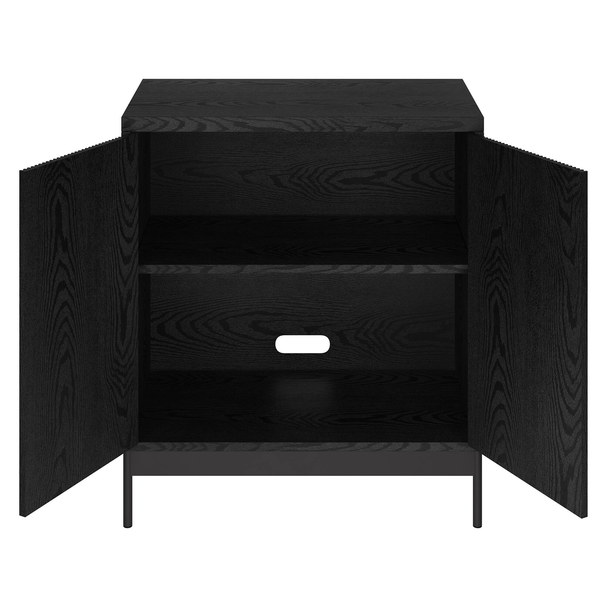 Back. Hudson&Canal - Whitman 28" Wide Rectangular Fluted Accent Cabinet - Black.