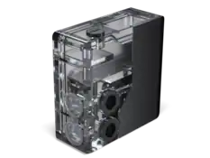 Front. Phanteks - Phanteks Glacier EZ-Fit 120RES-DDC Body, Compact Reservoir with 16mm Fittings, D-RGB, Black - Black.