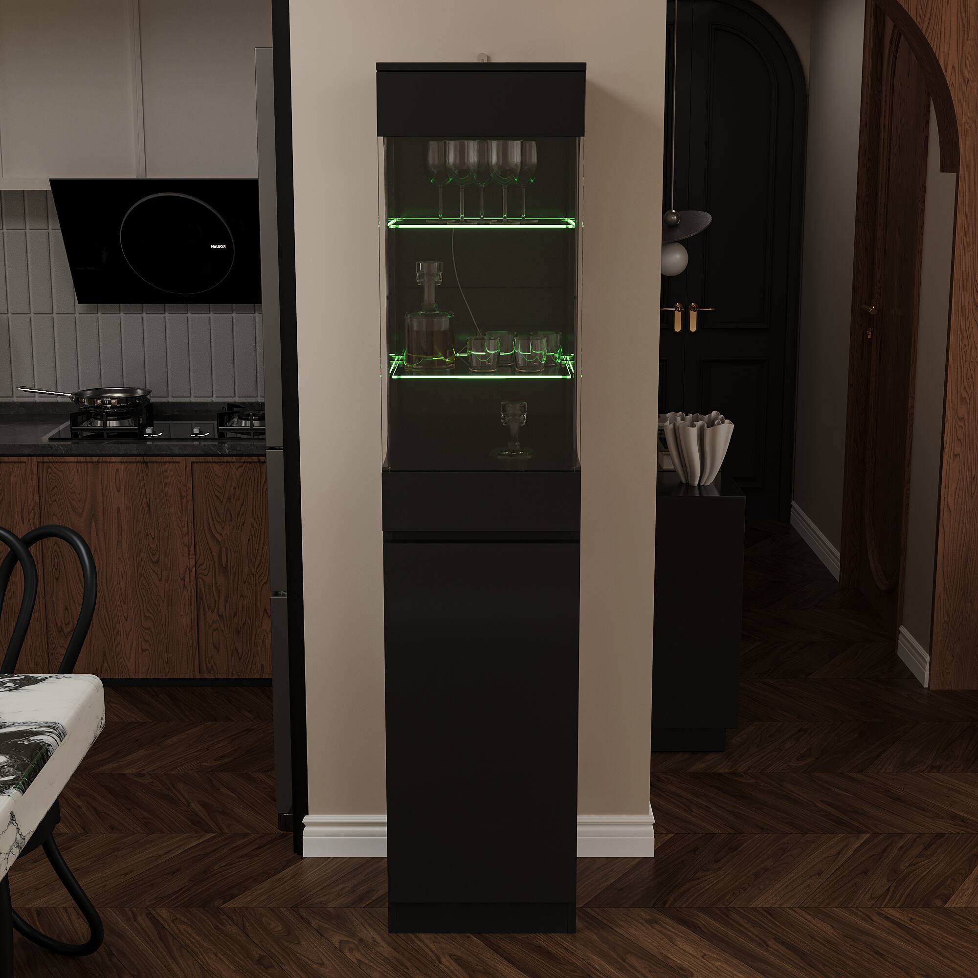 Alt View 10. Famapy - Famapy Display Storage Cabinet - Color - changing LED Lights & Adjustable Shelves for Home Decor - Black.