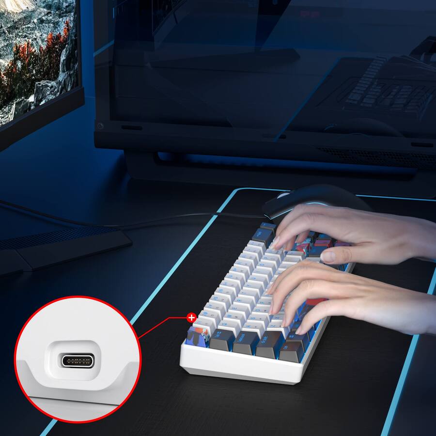 Cedar Assembly Gaming Mechanical Led Backlit Compact Wired With Red For ...