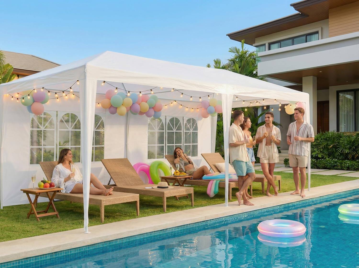 Back. Winado - 10x20 Party Tent Outdoor Canopy Tents for Parties with 4 Removable Sidewalls,Waterproof for Gazebo Large.