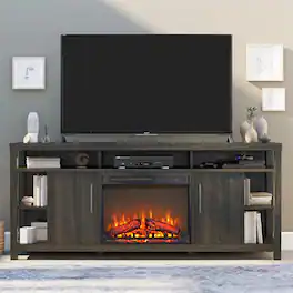 PexFix - 23" Electric Fireplace Insert with Remote, Ultra-Thin Heater, Realistic Log Flame, Timer, Overheat Protection