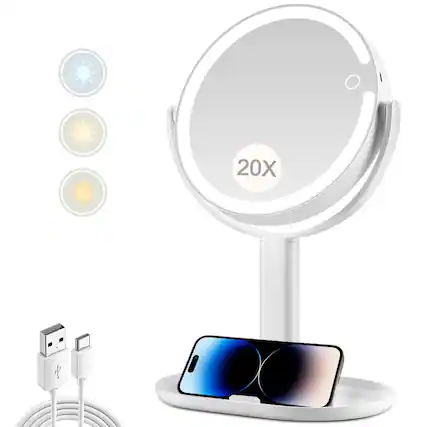 Front. Pacoar Cade - Makeup Mirror With Lights Magnifying Light And Touch Vanity Color Leds sided Lighted Magnified Inches - White.