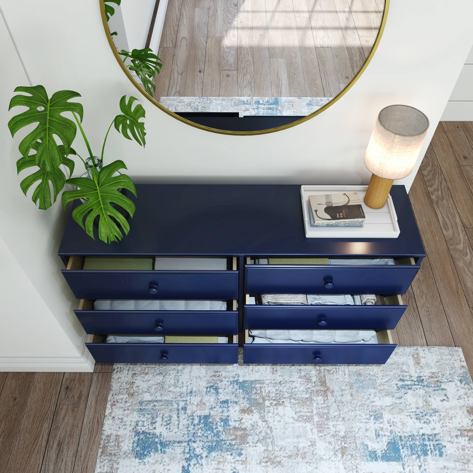 Alt View 5. Plank+Beam - Plank+Beam Classic 6-Drawer Dresser, Blue - Blue.