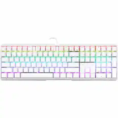 Front. CHERRY - CHERRY MX 3.0S Wired RGB Keyboard, MX RED SWITCH, For Office And Gaming, White - Removeable cable, abrasion resistant - White.