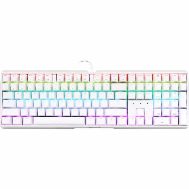 Front. CHERRY - CHERRY MX 3.0S Wired RGB Keyboard, MX RED SWITCH,  For Office And Gaming, White - Removeable cable, abrasion resistant - White.
