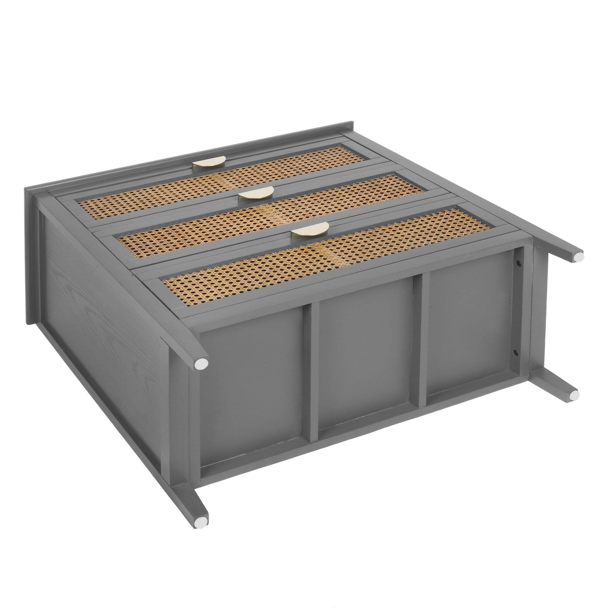 Alt View 10. Boyel Living - Gray 30 in. 3 Drawer Cabinet, Natural rattan Suitable for bedroom, living room, study - Gray.