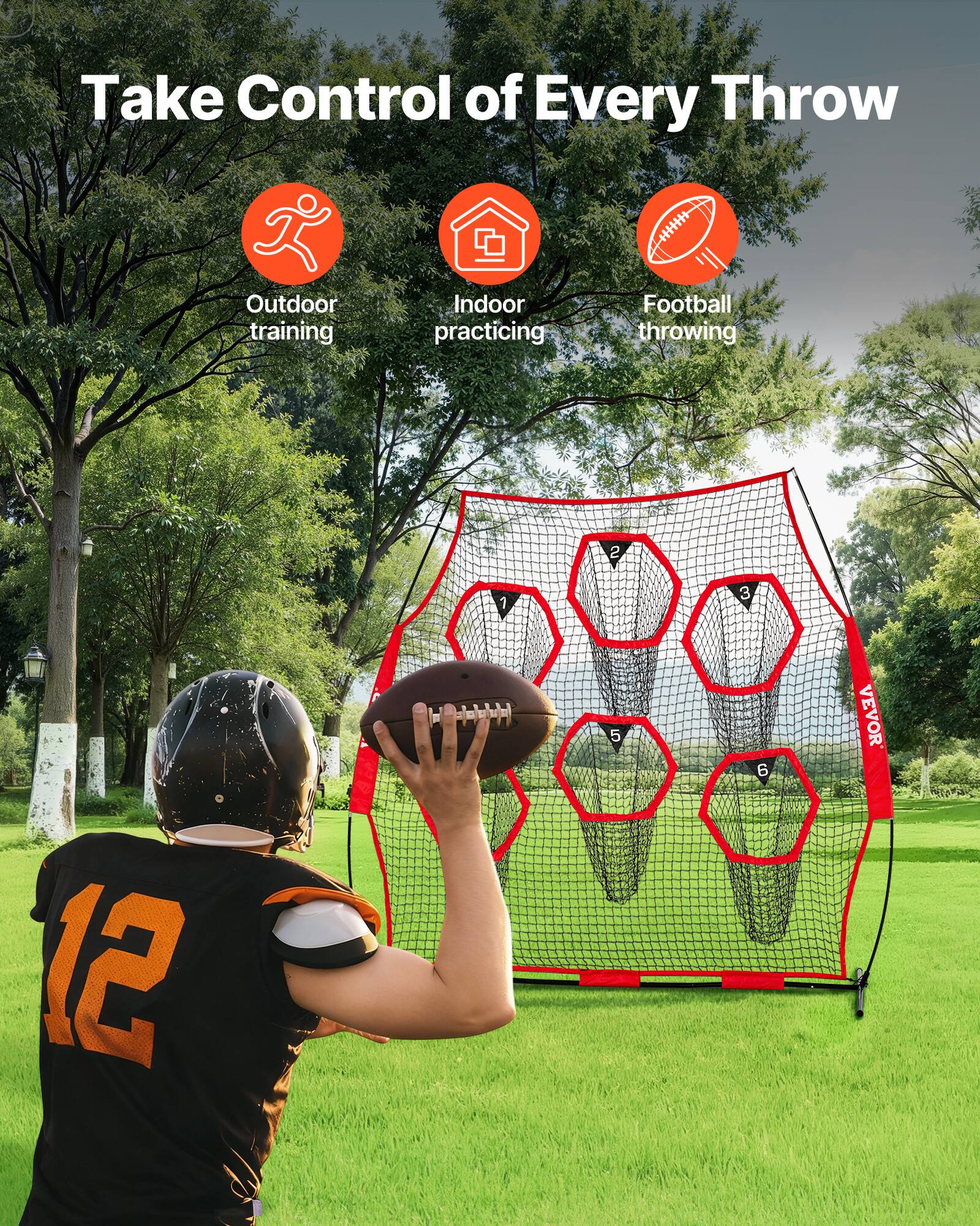 Take Control of Every Throw

Outdoor training  
Indoor practicing  
Football throwing

2 1 3 12 5 6

VEVOR