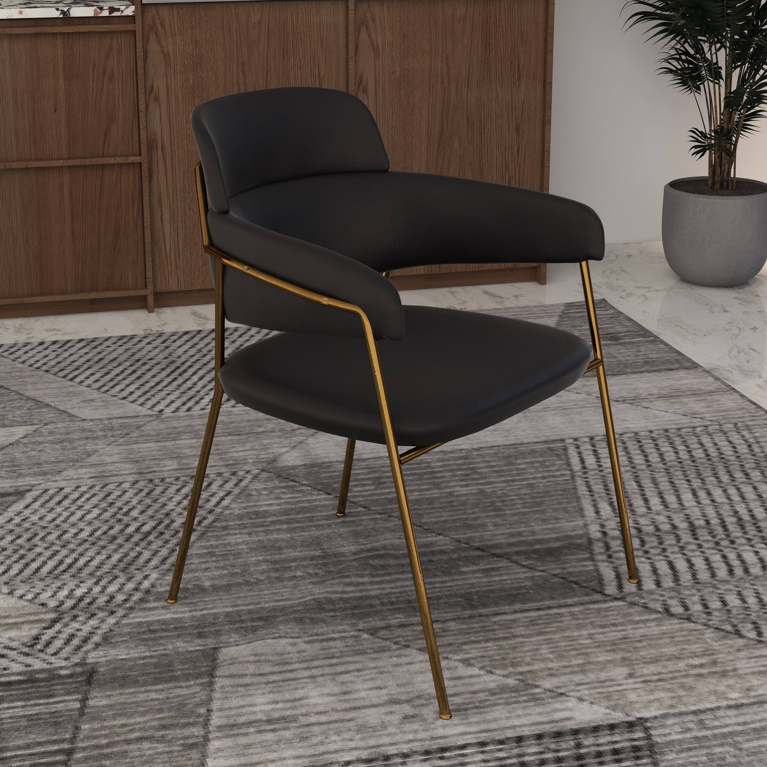 Angle. LeisureMod - Axis 4-PCS Elegant Dining Chair with Sturdy Stainless Steel Frame & Protective Floor Glides - Black.