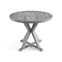 Martha Stewart - Bedford 36" Round Indoor-Outdoor Trestle Base Patio Table - Gray