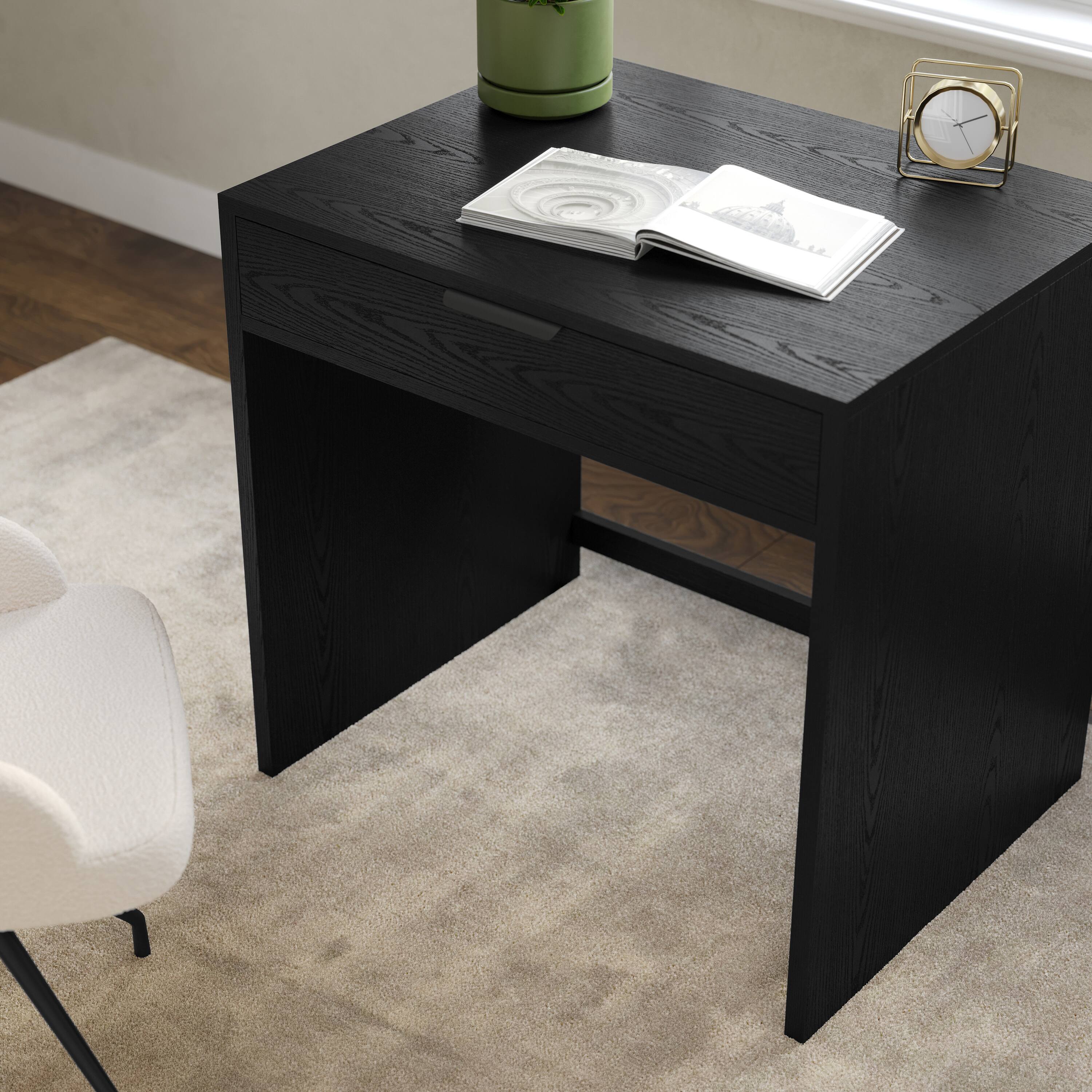 Alt View 4. Martha Stewart - Kayden Home Office Modular Desk with Drawer - Black Frame/Oil Rubbed Bronzed Hardware.