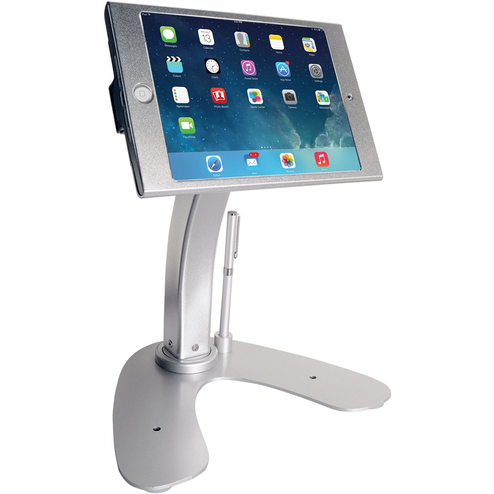Left View: CTA Digital - Antitheft Security Kiosk Stand for iPad mini Gen 1–5 - Silver