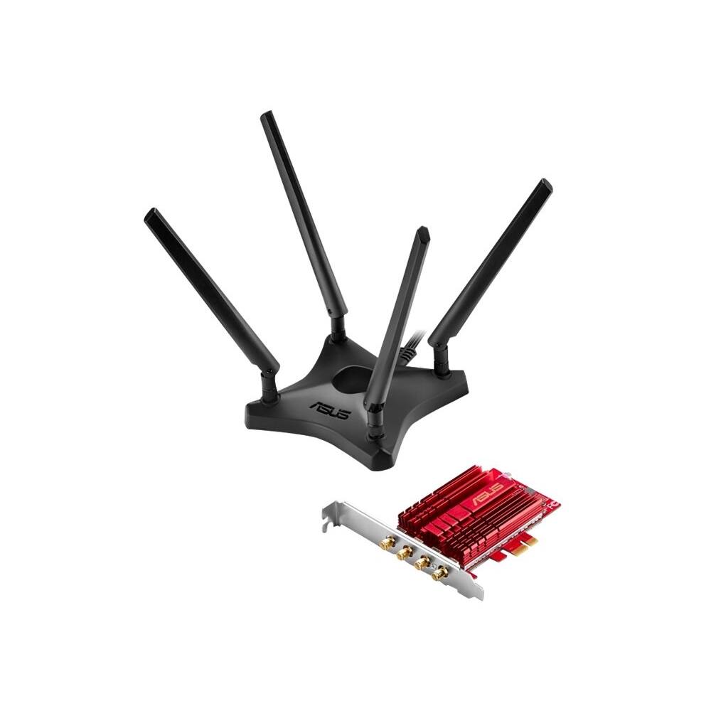 Left. ASUS - AC3100 Dual-Band Wireless PCI Express Network Card - Red.