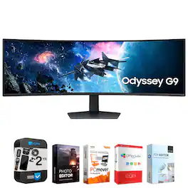 Samsung - 49 Odyssey G9 G95C DQHD Curved Gaming Monitor + 2 Year Protection Pack Bundle - Black