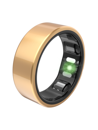 Front. QALO - QRNT Slim Smart Ring Size 13 - Gold.