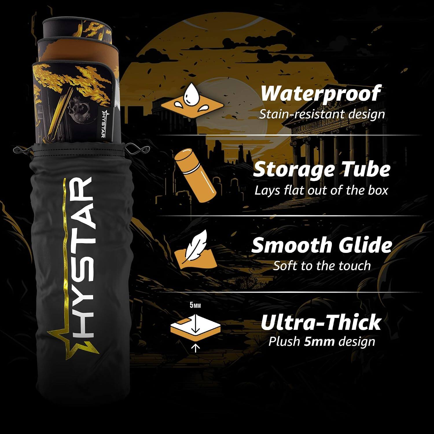 NIVM HYSTAR 5MM 5  
Waterproof Stain-resistant design  
Storage Tube  
Lays flat out of the box  
Smooth Glide  
Soft to the touch  
Ultra-Thick Plush 5mm design