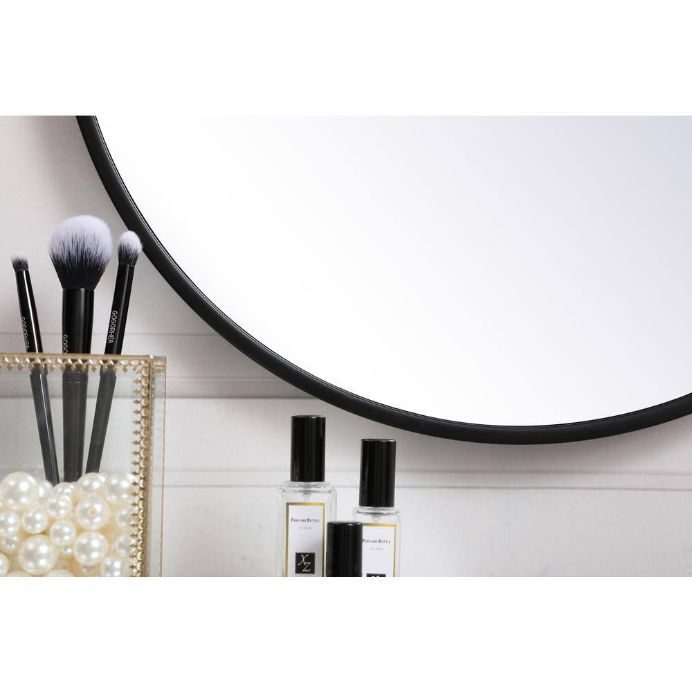 Back. Elegant Decor - Metal frame round mirror 18 inch in Black - Black.