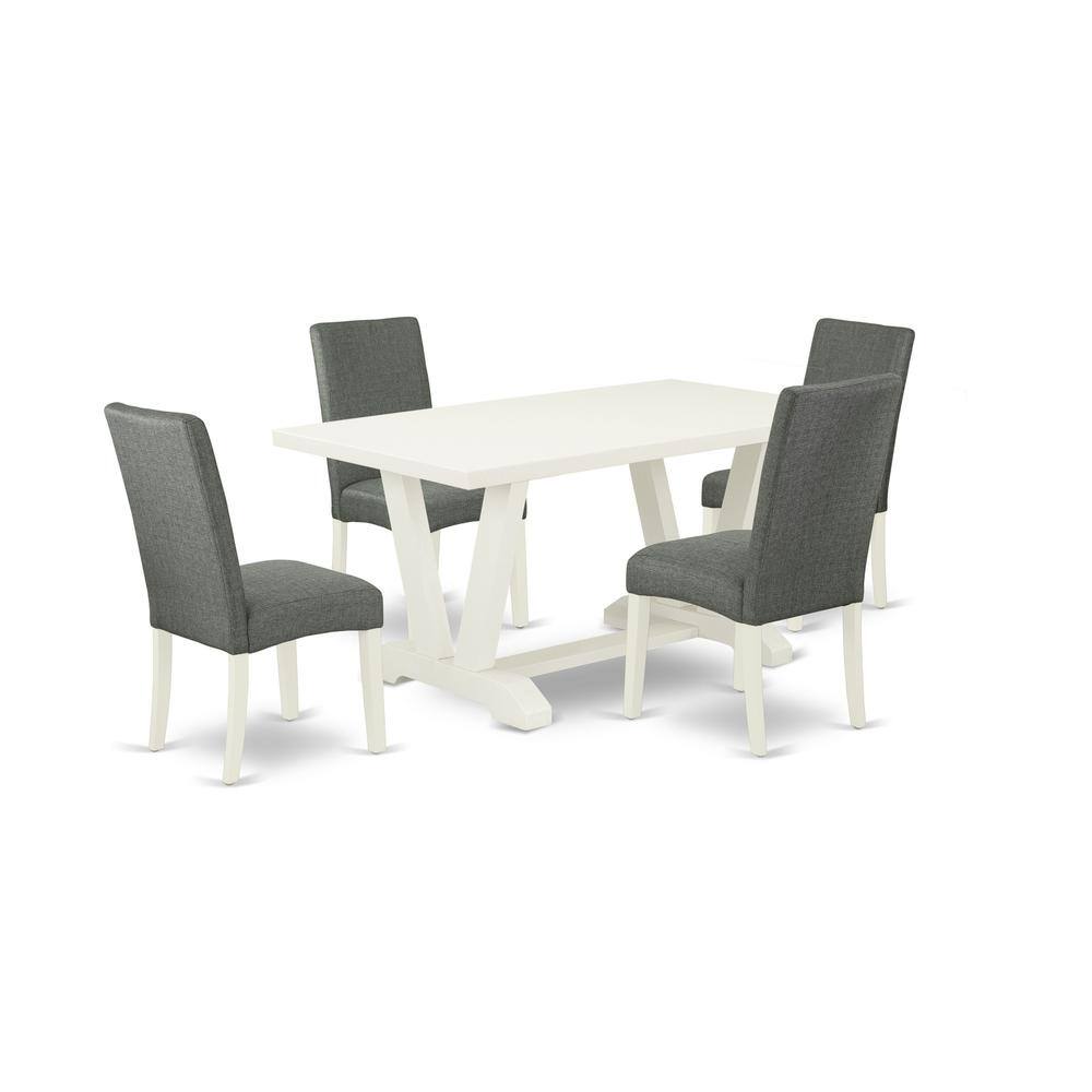 Left. East West Furniture - East West Furniture V026DR207-5 - 5-Piece Dining Room Table Set - 4 Parson Dining Chairs and a Rectangular Table - Multi-Color.