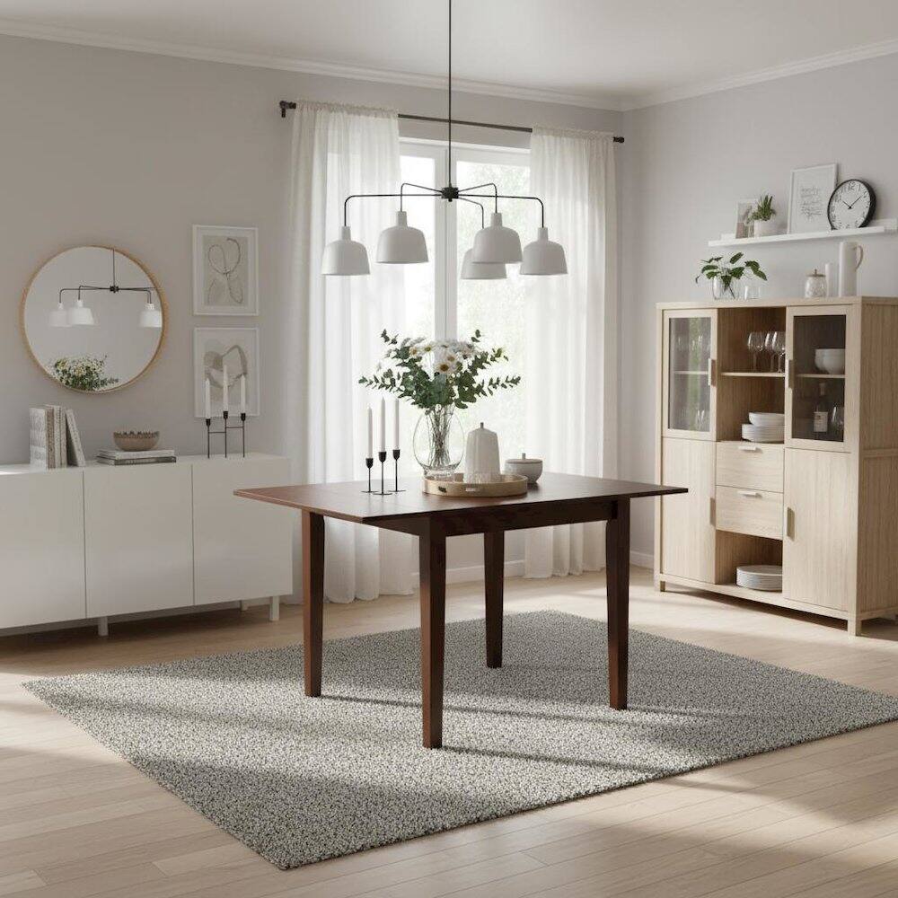 Alt View 1. FurniFact - Mahogany Wood Dining Table - Brown.
