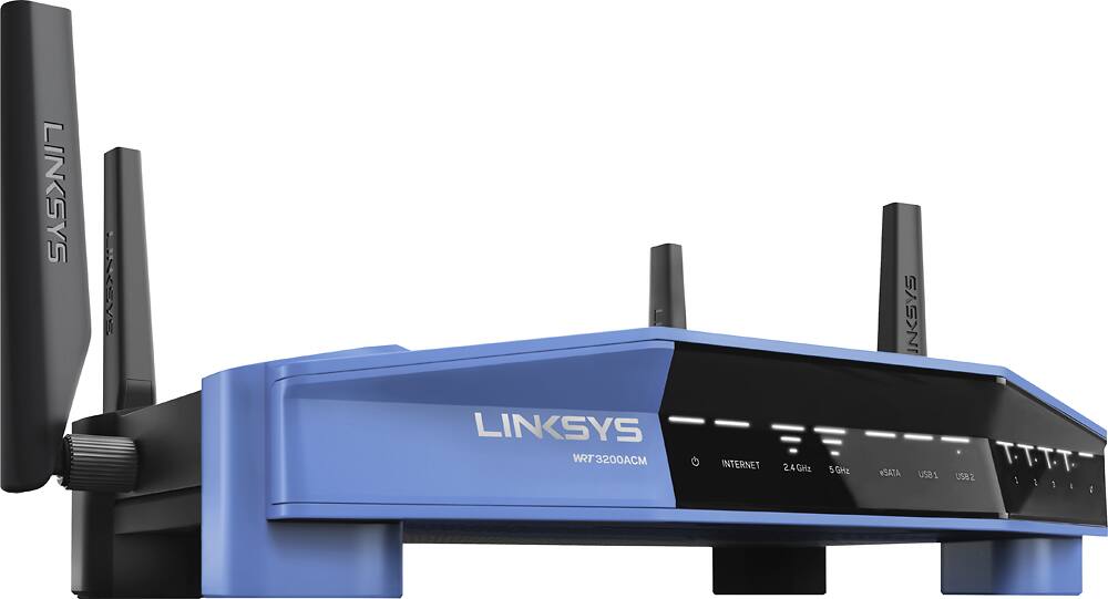Left. Linksys - WRT AC3200 Dual-Band WiFi 5 Router.