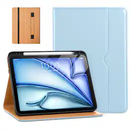 DTTO - Case for iPad Air 11-inch M2/M3 & Air 4th/5th Gen – Premium Leather Folio with Pencil Holder, Auto Sleep/Wake - Ice Blue