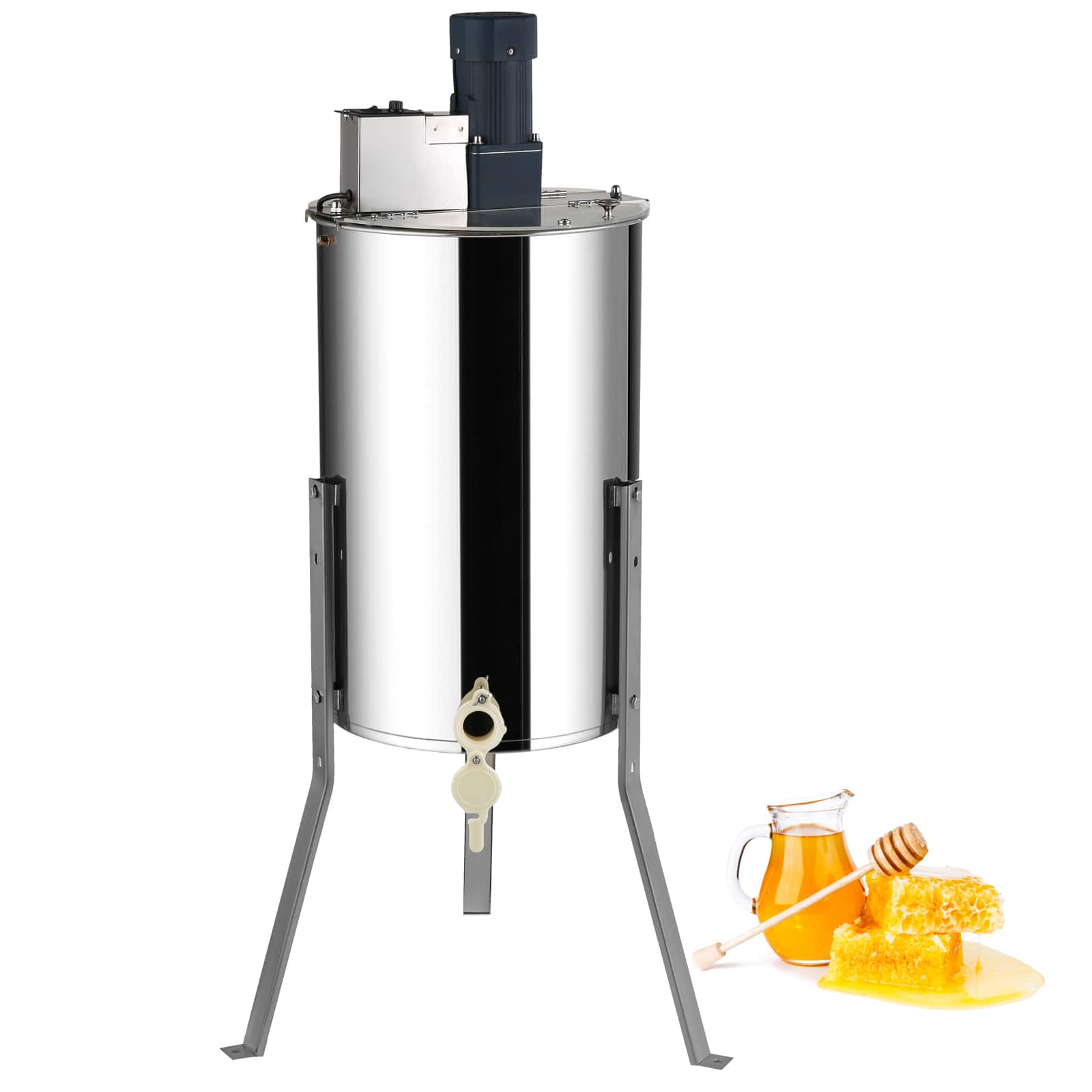 VEVOR - Electric Honey Extractor, 2/4 Frames Honey Spinner Extractor, Beekeeping Extraction, Apiary Centrifuge Equipment - Silver