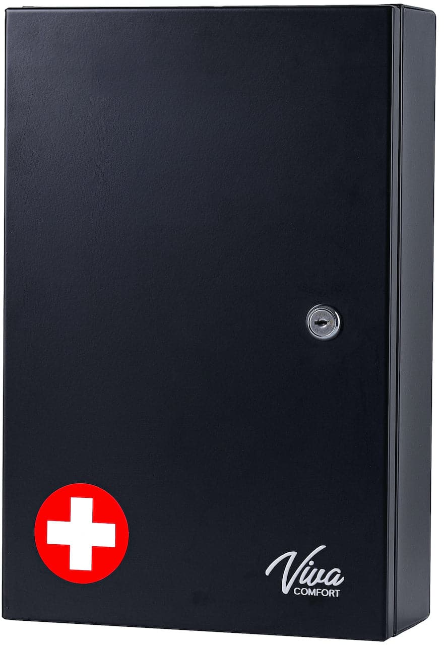 Photos - Dresser / Chests of Drawers VIVA Comfort - Medicine Cabinet, Medium Double Door Bathroom Locking Secure Storage Cabinet - Black ADIME999-02-BLK-MK