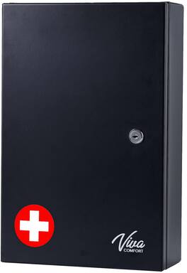 Viva Comfort - Medicine Cabinet, Medium Double Door Bathroom Locking Secure Storage Cabinet - Black