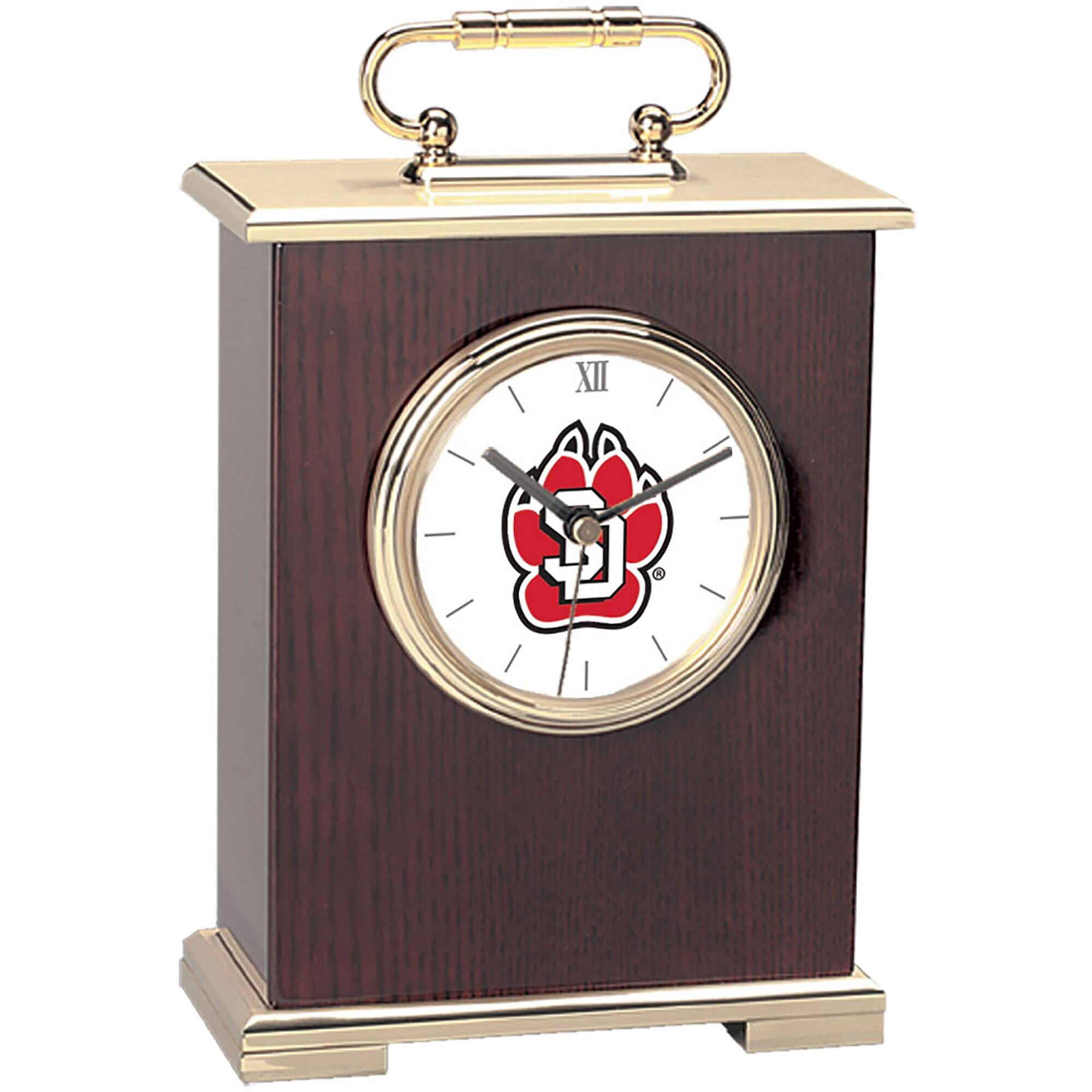 Front. Jardine - Gold South Dakota Coyotes Carriage Clock - Gold.