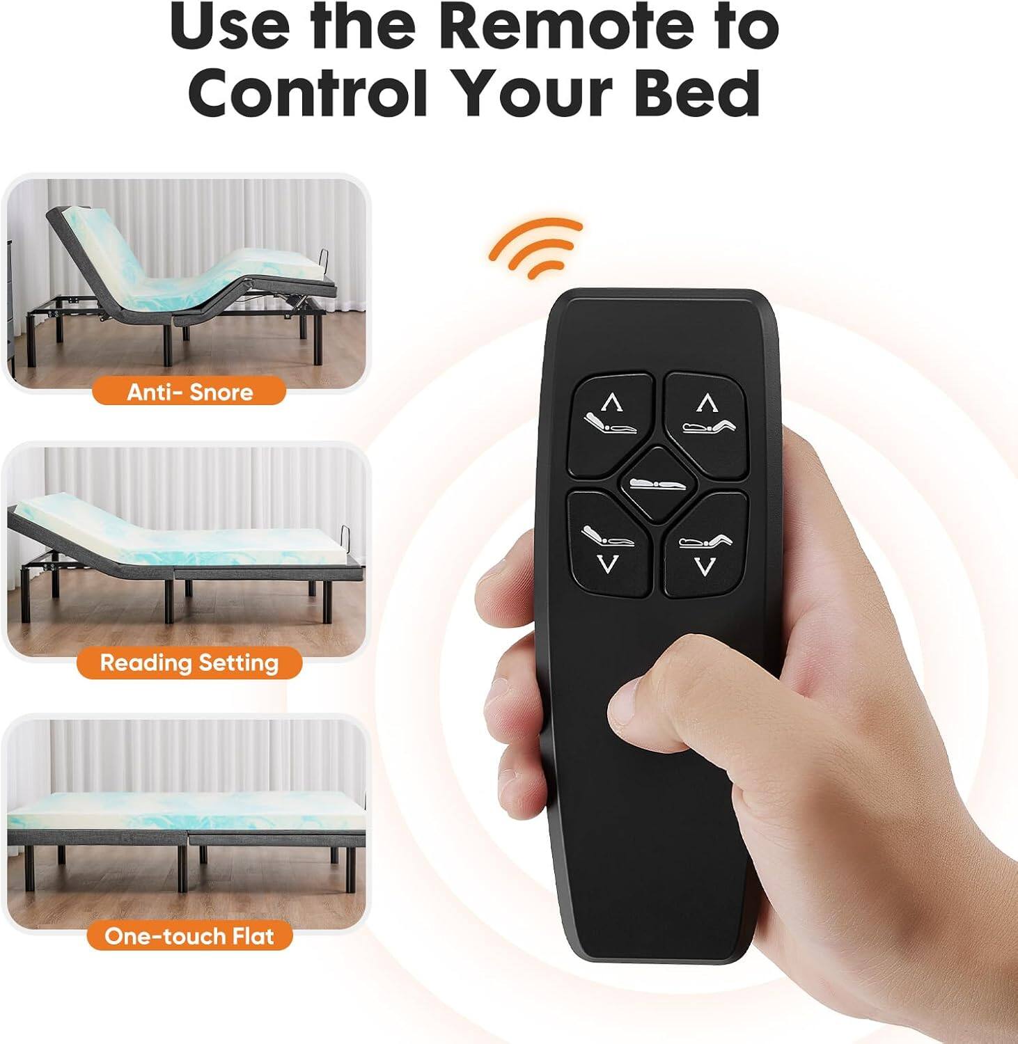 Use the Remote to Control Your Bed

- Anti-Snore
- Reading Setting
- One-touch Flat