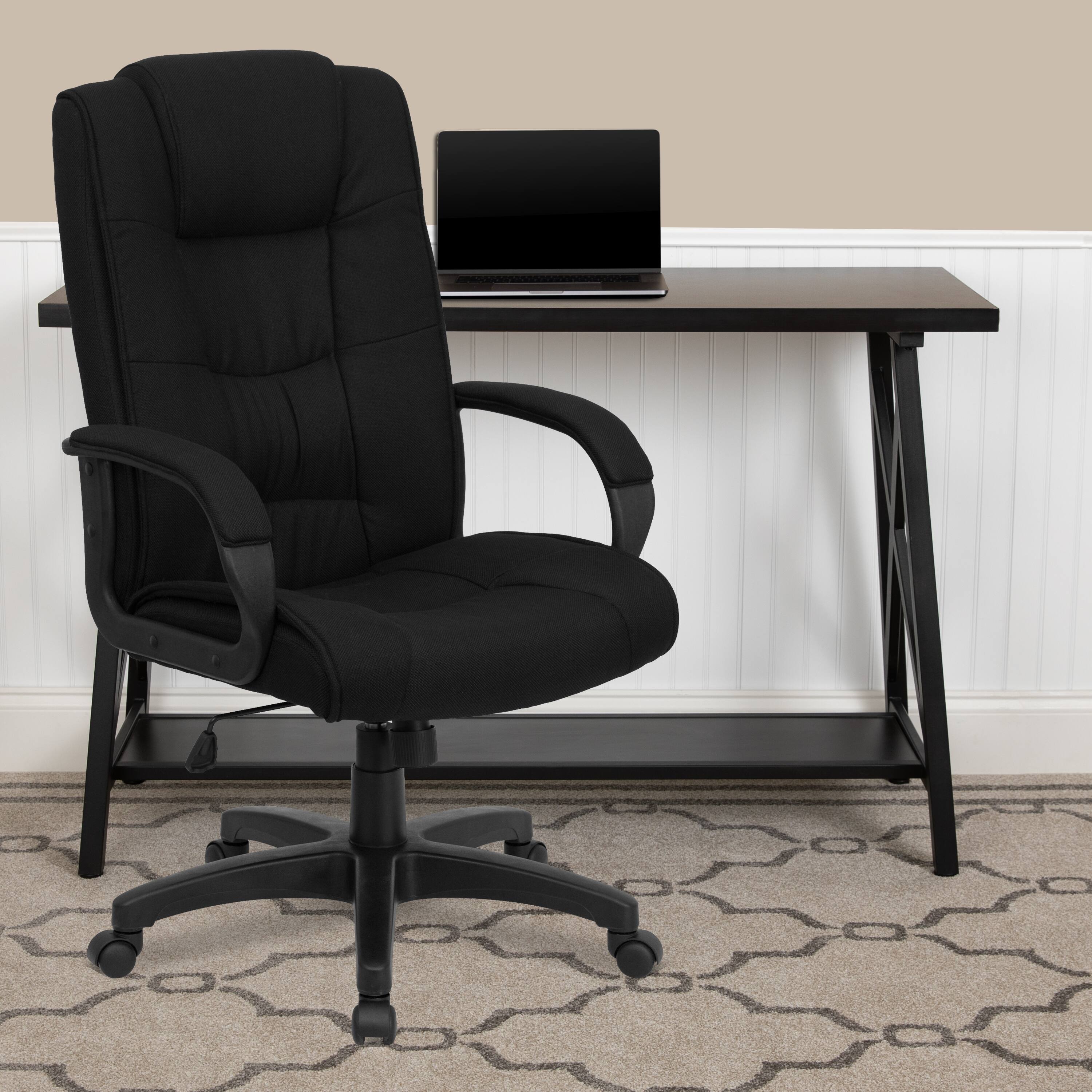 Alt View 1. Emma + Oliver - High Back Multi-Line Stitch Executive Swivel Office Chair with Arms - Black Fabric.