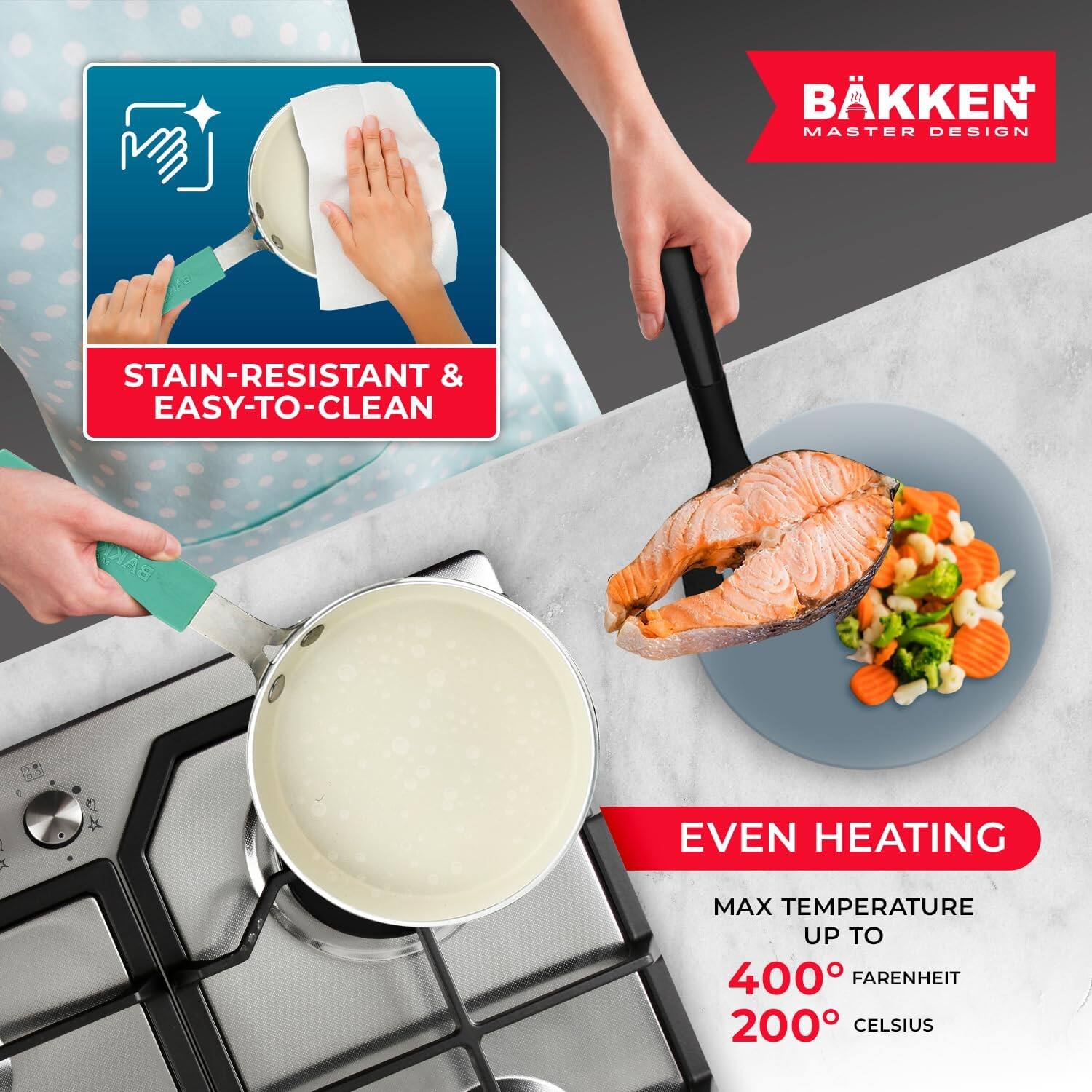BÅKKEN MASTER DESIGN, STAIN-RESISTANT & EASY-TO-CLEAN, EVEN HEATING, MAX TEMPERATURE UP TO 400°F (200°C)