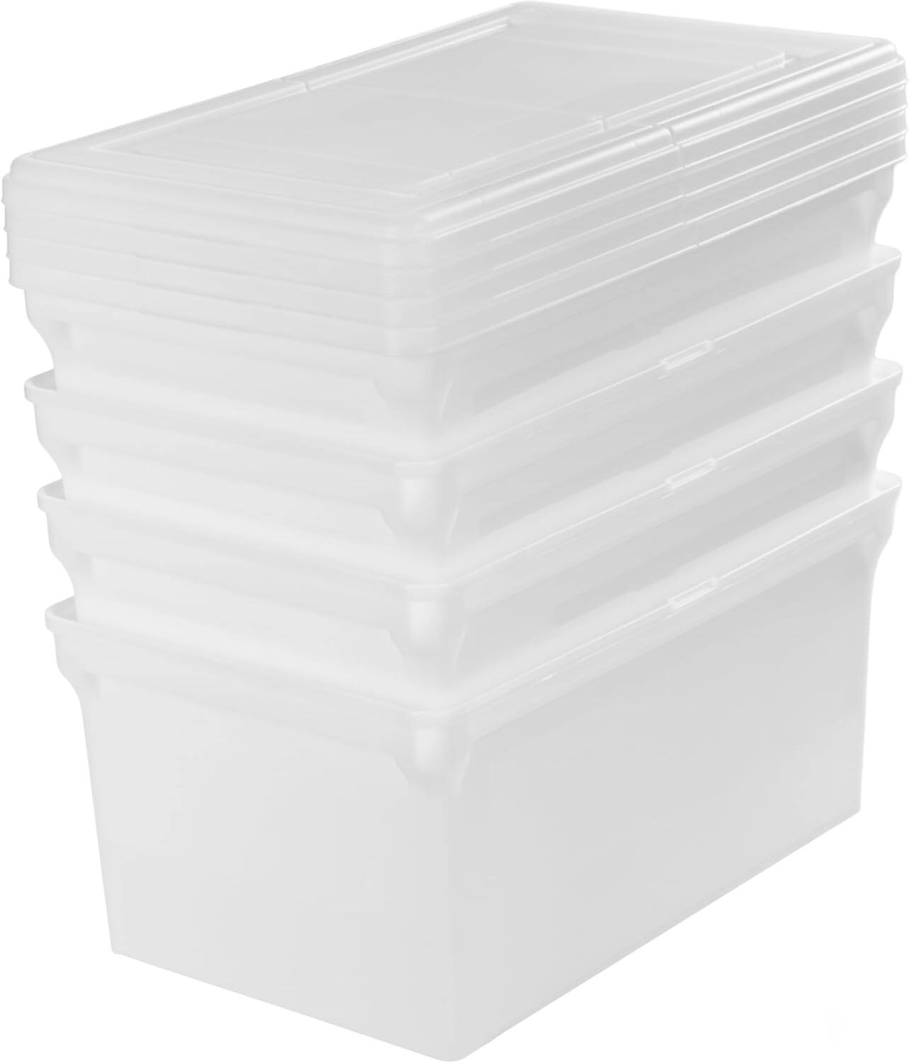 Alt View 7. IRIS USA - IRIS USA 44Qt Plastic File Box, Stackable Nestable, Pearl, 4Pk.
