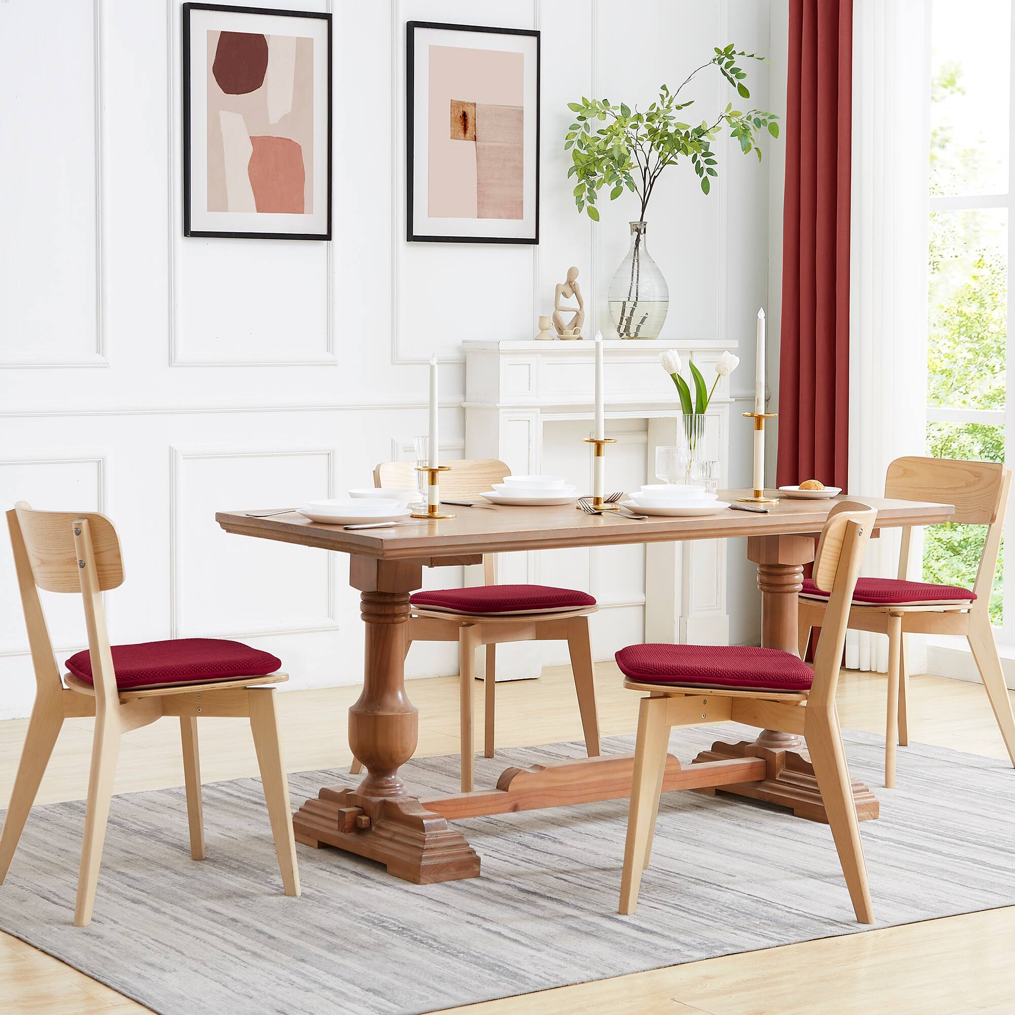 Alt View 2. Sweet Home Collection - Honeycomb Memory Foam No Slip Back 16" x 16" Chair Pad Cushion, 12-Pack - Wine.