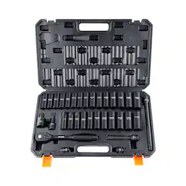 VEVOR - 1/2" Drive Impact Socket Set,33 Piece Socket Set SAE 3/8"-1" and Metric 10-24mm,6 Point Cr-V Alloy Steel for Auto Repair - Black