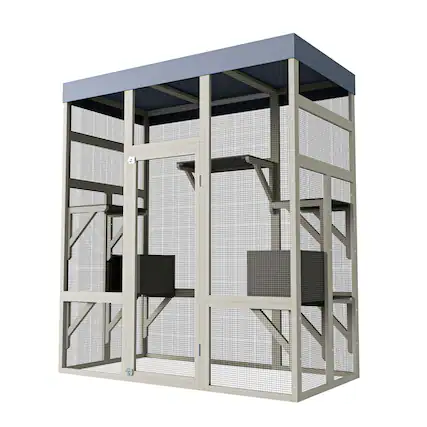 Front. Dexmalle - Dexmalle-62.6"Outdoor Wooden Catio for Cats with Waterproof Roof & Rust-Proof,for Patio or Backyard-Gray.