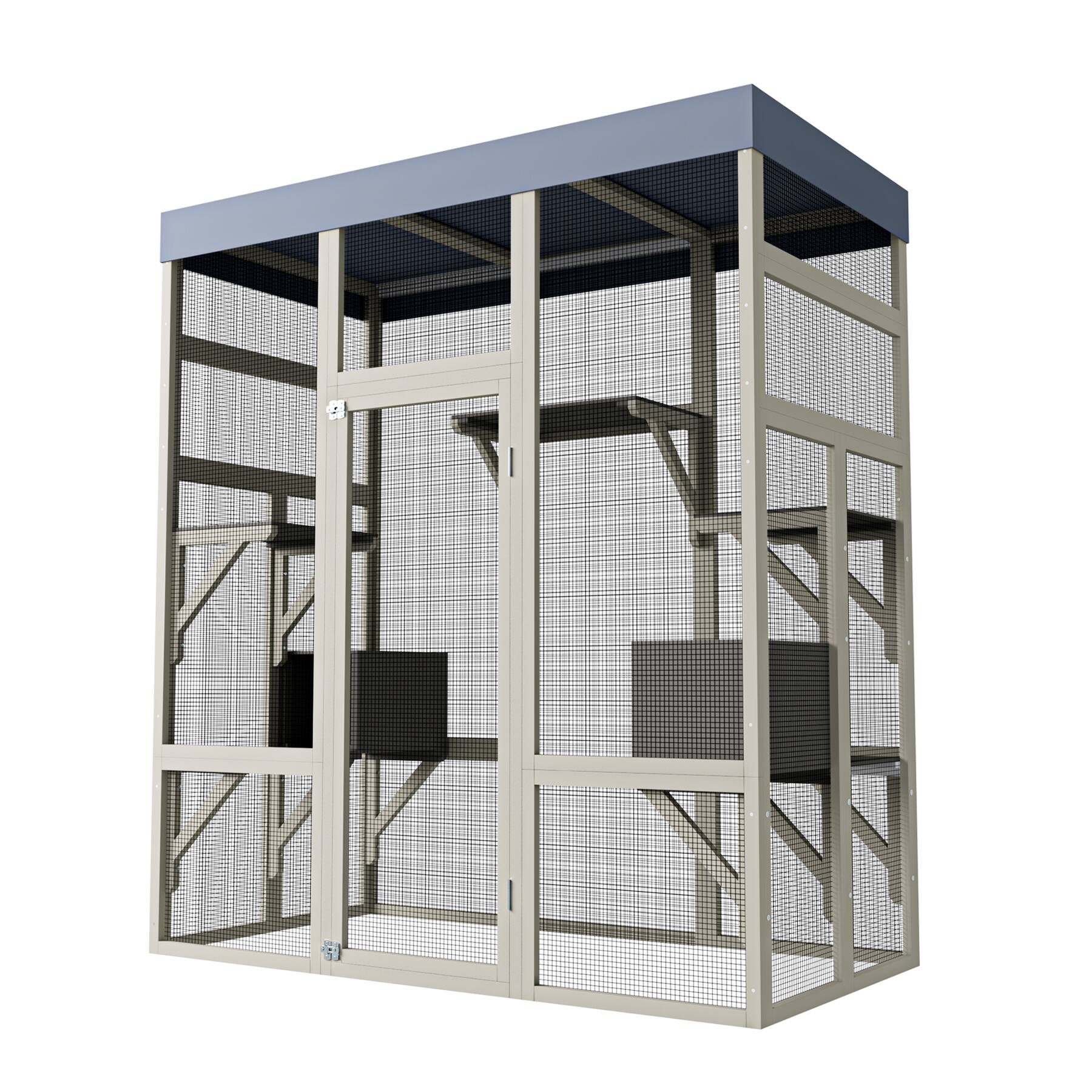 Front. Dexmalle - Dexmalle-62.6"Outdoor Wooden Catio for Cats with Waterproof Roof & Rust-Proof,for Patio or Backyard-Gray.