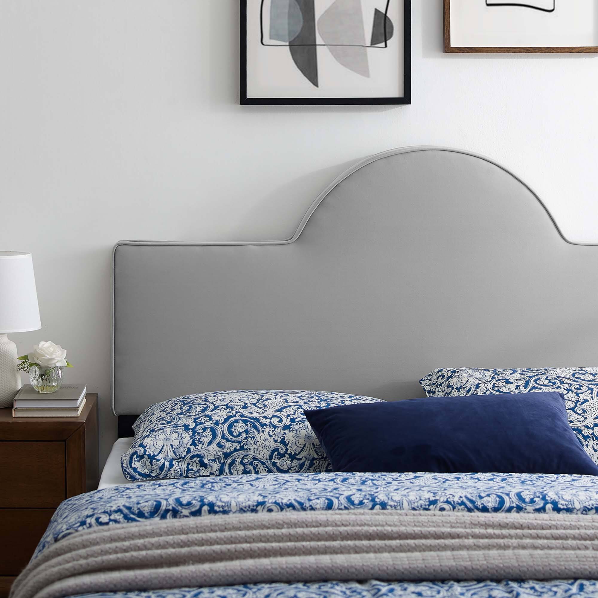 Alt View 2. Modway - Dawn Performance Velvet Twin Headboard by Modway - Light Gray.