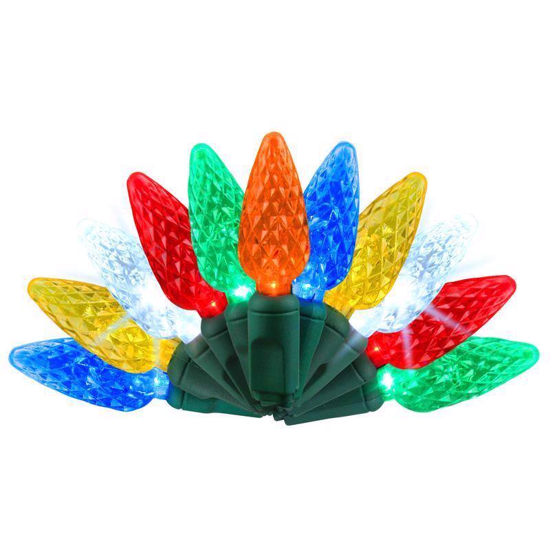 Celebrations - Platinum LED C6 50 ct String Christmas Lights 25 ft - Multicolored